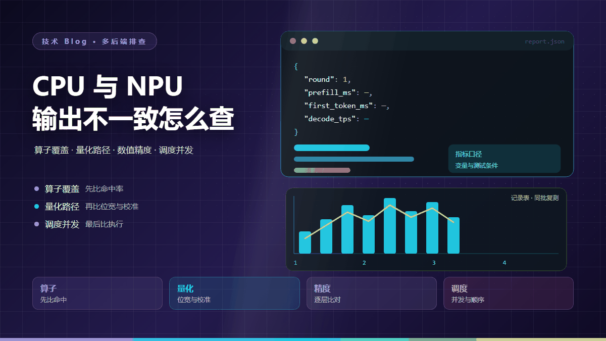 同一模型在 CPU 与 NPU 上输出不一致，按什么顺序排查
